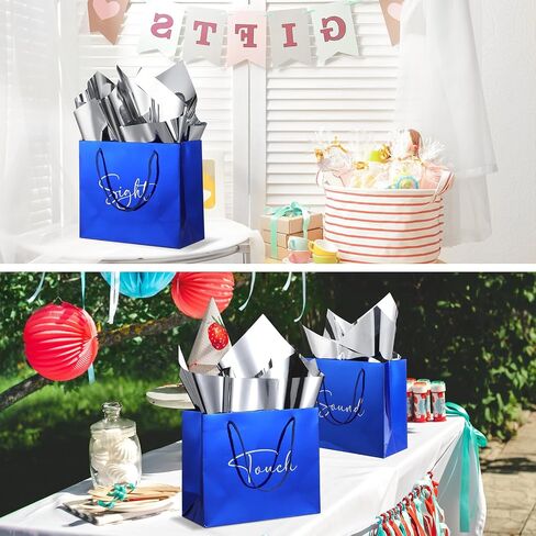 Sweetude 5 Pcs 5 Senses Bags for Him and Her, 5 Senses Gift Bags with Handles and 10 Pcs Tissue Paper, 9 x 4 x 7. 8 Inch Elegant Paper Decor for Birthday Wedding Anniversary Graduation Party(Black) in Saudi Arabia