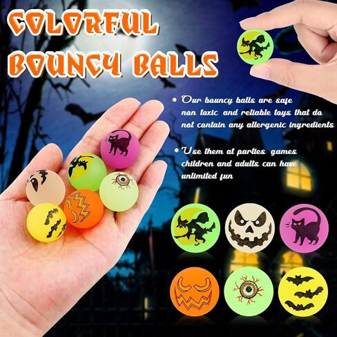 Deekin 300 Pcs Halloween Bouncing Ball, Glow in the Dark Bouncy Party Favors Supplies, Small Bouncy Balls, Rubber Halloween Balls for Boys and Girls Birthday Party Gifts Game Prizes, 0.98 Inch in Saudi Arabia