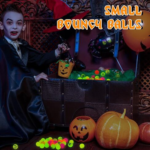 Deekin 300 Pcs Halloween Bouncing Ball, Glow in the Dark Bouncy Party Favors Supplies, Small Bouncy Balls, Rubber Halloween Balls for Boys and Girls Birthday Party Gifts Game Prizes, 0.98 Inch in Saudi Arabia