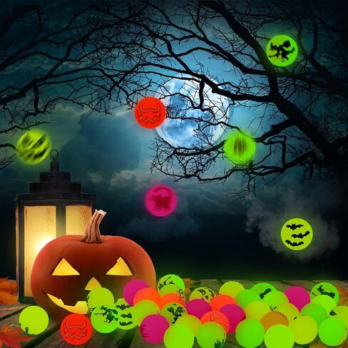 Deekin 300 Pcs Halloween Bouncing Ball, Glow in the Dark Bouncy Party Favors Supplies, Small Bouncy Balls, Rubber Halloween Balls for Boys and Girls Birthday Party Gifts Game Prizes, 0.98 Inch in Saudi Arabia