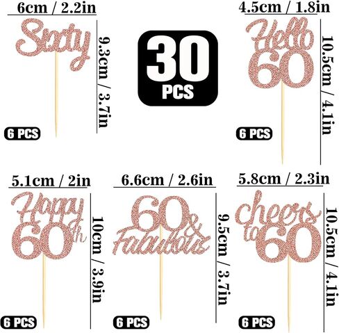Sotpot 30PCS Happy 40th Birthday Cupcake Toppers Rose Gold Glitter 40 Fabulous Cheers to 40 Cupcake Decorations for 40th Birthday Anniversary Party Supplies in Saudi Arabia
