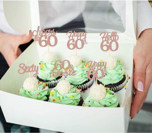 Sotpot 30PCS Happy 40th Birthday Cupcake Toppers Rose Gold Glitter 40 Fabulous Cheers to 40 Cupcake Decorations for 40th Birthday Anniversary Party Supplies in Saudi Arabia