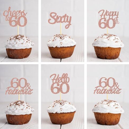 Sotpot 30PCS Happy 40th Birthday Cupcake Toppers Rose Gold Glitter 40 Fabulous Cheers to 40 Cupcake Decorations for 40th Birthday Anniversary Party Supplies in Saudi Arabia