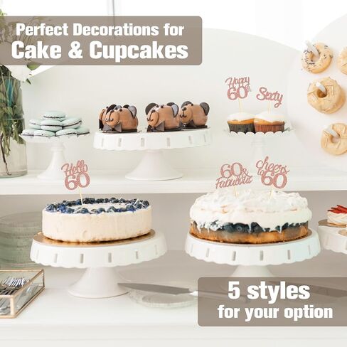 Sotpot 30PCS Happy 40th Birthday Cupcake Toppers Rose Gold Glitter 40 Fabulous Cheers to 40 Cupcake Decorations for 40th Birthday Anniversary Party Supplies in Saudi Arabia