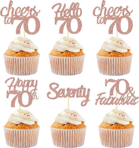Sotpot 30PCS Happy 40th Birthday Cupcake Toppers Rose Gold Glitter 40 Fabulous Cheers to 40 Cupcake Decorations for 40th Birthday Anniversary Party Supplies in Saudi Arabia