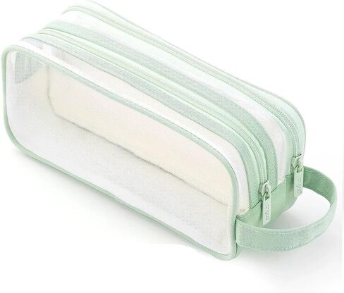 Clear Cosmetic Bag, Travel Makeup Bag, Pencil Case Transparent Pen Case Portable Make Up Organizer for Adult Teen Women Purse for Toiletries Accessories Brushes in Kuwait