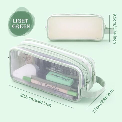 Clear Cosmetic Bag, Travel Makeup Bag, Pencil Case Transparent Pen Case Portable Make Up Organizer for Adult Teen Women Purse for Toiletries Accessories Brushes in Kuwait