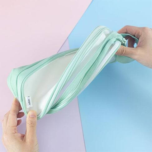 Clear Cosmetic Bag, Travel Makeup Bag, Pencil Case Transparent Pen Case Portable Make Up Organizer for Adult Teen Women Purse for Toiletries Accessories Brushes in Kuwait