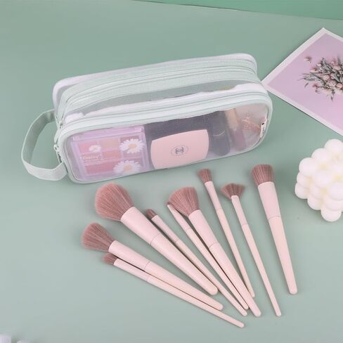 Clear Cosmetic Bag, Travel Makeup Bag, Pencil Case Transparent Pen Case Portable Make Up Organizer for Adult Teen Women Purse for Toiletries Accessories Brushes in Kuwait