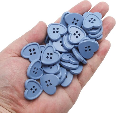 Lilaly 50 Pack Colorful Heart Shaped Buttons, Multicolor Resin Buttons Assorted for Sewing Crafting, Perfect for DIY Sewing/Knitting Enthusiasts in Saudi Arabia