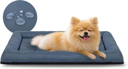 Miguel Oxford Outdoor Waterproof Cat Bed for Metal Crates Water-Resistant All Weather Pet Mat Durable Easy Wipe Clean Travel Indoor Outdoor Dog Cat Crate Bed 24inch, Blue in Kuwait