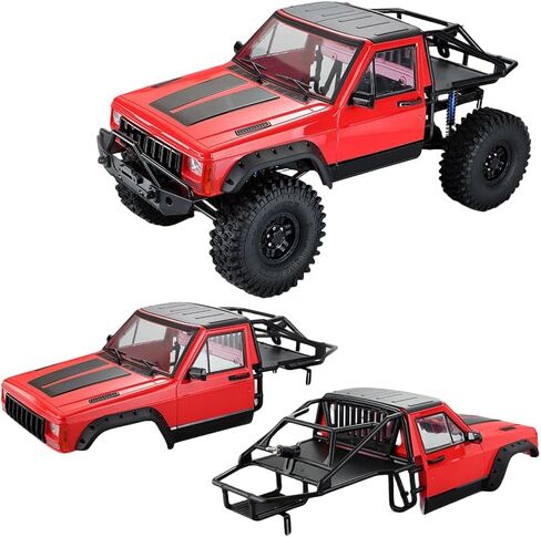 1/10 RC Hard Shell Cab & Back-Half Cage Body Shell Kit لـ 1/10 RC Crawler TRX4 SCX10 90046 AT4 GEN 8 SCOUT II ، 313 مم قاعدة عجلات تشيروكي ترقية وتعديل (سيلفر رمادي) in Kuwait