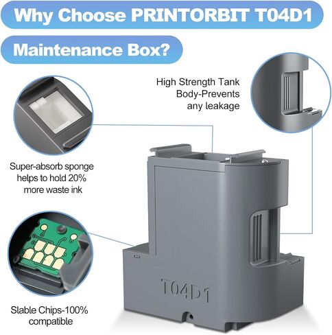 Compatibe T04D1 صندوق الصيانة لـ ET-15000 ET-3750 ET-3760 ET-3850 ET-4750 ET-4760 ET-4850 ET-3700 XP-5100 ET-2860 ET-3710 PRINTERS ، T04D100 EWMB2 Pack in Saudi Arabia