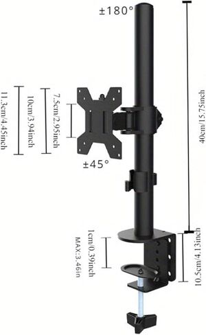 Monitor Stand Suitable for Most 12-27 inch Computers, Most LCD LED Monitor Stands, Adjustable Height and Angle, Single Desk Mount in Saudi Arabia