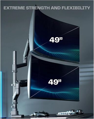Pneumatic Arm Dual Ultra-Wide Monitor Desk Stand for Computer Screens up to 49 Inches in Saudi Arabia