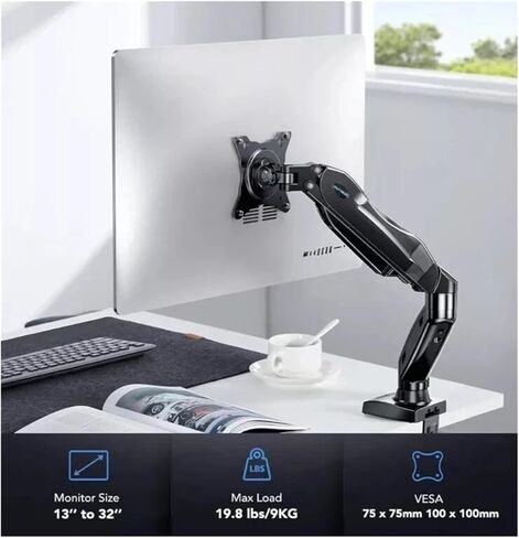 Single Monitor Stand, Suitable for 13 to 32-inch Screens, Gas Spring Monitor Stand in Saudi Arabia
