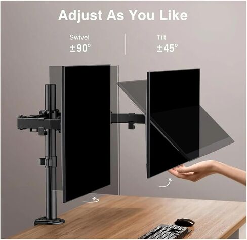 Dual Monitor Stand 13–32 Inch Adjustable Desk Mount with 75/100mm Hole Spacing in Saudi Arabia
