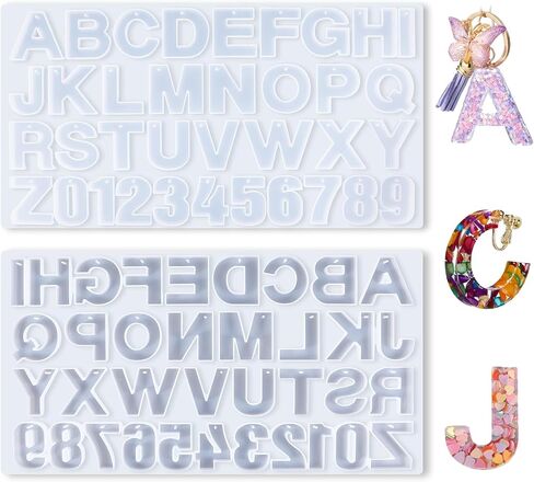 1 PCS Resin Letter Molds with Holes, Large Reversed Number Alphabet Silicone Molds for Epoxy Making Keychains Jewelry Pendant DIY Craft Resin Casting Gift Making, Soft and Easy to Take Off in Saudi Arabia