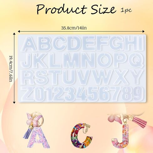 1 PCS Resin Letter Molds with Holes, Large Reversed Number Alphabet Silicone Molds for Epoxy Making Keychains Jewelry Pendant DIY Craft Resin Casting Gift Making, Soft and Easy to Take Off in Saudi Arabia