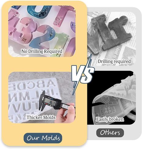 1 PCS Resin Letter Molds with Holes, Large Reversed Number Alphabet Silicone Molds for Epoxy Making Keychains Jewelry Pendant DIY Craft Resin Casting Gift Making, Soft and Easy to Take Off in Saudi Arabia