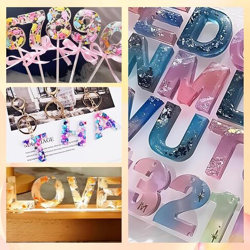1 PCS Resin Letter Molds with Holes, Large Reversed Number Alphabet Silicone Molds for Epoxy Making Keychains Jewelry Pendant DIY Craft Resin Casting Gift Making, Soft and Easy to Take Off in Saudi Arabia