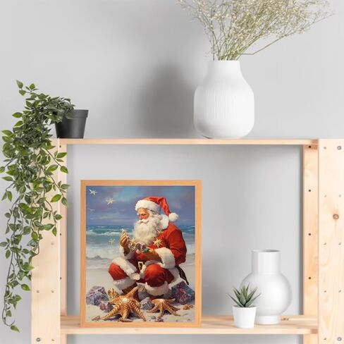 Vnuiehg Paint by Numbers Christmas Santa Claus للبالغين ، واللوحة الزيتية الأكريليك بأرقام أرقام للمبتدئين مع فرشاة فرشاة القماش الفني للديكور المنزلي 16x20 بوصة / 40x50 سم in Kuwait