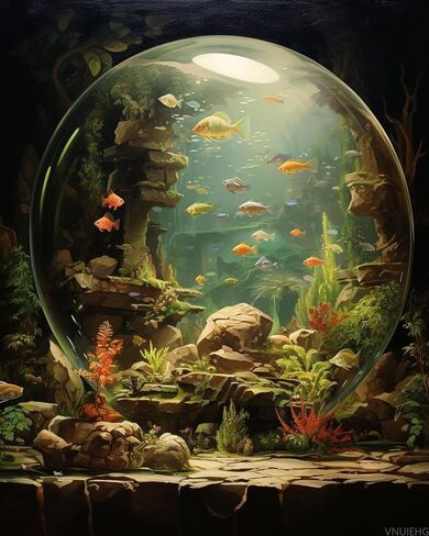 VNUIEHG DIY Paint by Numbers on Canvas, Aquarium Treasure Hunting, DIY Canvas Oil Painting Kit for Adults for Bedroom Office Arts Craft Decor, 40x50cm in Saudi Arabia