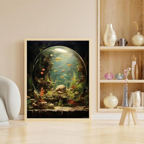 VNUIEHG DIY Paint by Numbers on Canvas, Aquarium Treasure Hunting, DIY Canvas Oil Painting Kit for Adults for Bedroom Office Arts Craft Decor, 40x50cm in Saudi Arabia