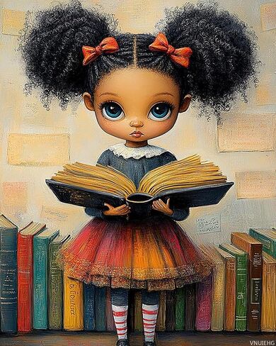 Vnuiehg Black Little Woman Paint by Comple ، وأطقم الطلاء الزيتية DIY على القماش مع فرش وصبغية أكريليك ، أعمال فنية للكتاب الخيالي لهدايا ديكور المنزل 16x20 بوصة (بدون إطار) in Saudi Arabia