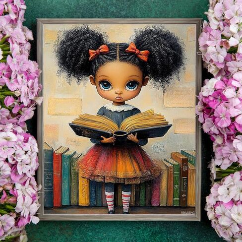 Vnuiehg Black Little Woman Paint by Comple ، وأطقم الطلاء الزيتية DIY على القماش مع فرش وصبغية أكريليك ، أعمال فنية للكتاب الخيالي لهدايا ديكور المنزل 16x20 بوصة (بدون إطار) in Saudi Arabia