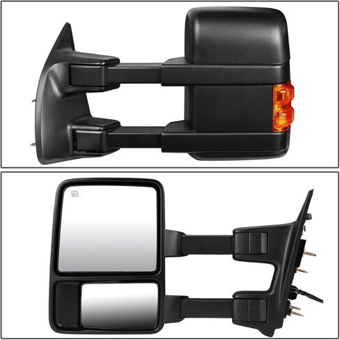 DNA Motoring TWM-027-T666-BK-AM-L Manual Telescopic Foldable Towing Mirror W/Turn Signal Compatible With 08-16 F250 / F350 / F450 / F550 Super Duty, Left Side in Kuwait