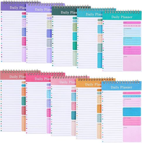 Molain 10 Pack Daily To Do List Notepad, Beautiful To Do List Note Pads Set 5" x 8" 30 Sheets Spiral Planner Checklist Notebook Work Notepads for Easy Daily Planning, Office Desk Supplies for Women in Saudi Arabia