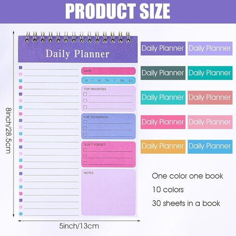 Molain 10 Pack Daily To Do List Notepad, Beautiful To Do List Note Pads Set 5" x 8" 30 Sheets Spiral Planner Checklist Notebook Work Notepads for Easy Daily Planning, Office Desk Supplies for Women in Kuwait