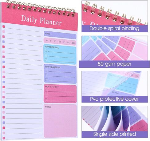 Molain 10 Pack Daily To Do List Notepad, Beautiful To Do List Note Pads Set 5" x 8" 30 Sheets Spiral Planner Checklist Notebook Work Notepads for Easy Daily Planning, Office Desk Supplies for Women in Kuwait