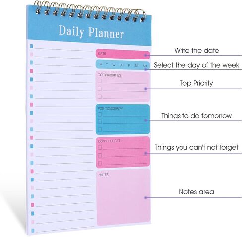 Molain 10 Pack Daily To Do List Notepad, Beautiful To Do List Note Pads Set 5" x 8" 30 Sheets Spiral Planner Checklist Notebook Work Notepads for Easy Daily Planning, Office Desk Supplies for Women in Kuwait