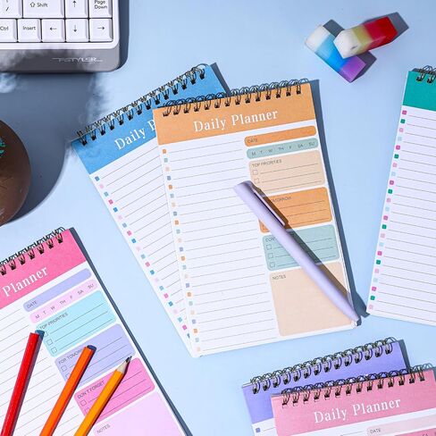 Molain 10 Pack Daily To Do List Notepad, Beautiful To Do List Note Pads Set 5" x 8" 30 Sheets Spiral Planner Checklist Notebook Work Notepads for Easy Daily Planning, Office Desk Supplies for Women in Kuwait