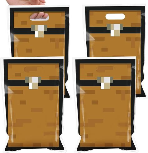 50Pcs Pixel Treasure Chest Favors Bag Pixel Birthday Party Plastic Gift Bags Video Game Party Candy Bag Video Game Theme Goodie Treat Bags for Kids Gamer Birthday Decoration Supplies 9.8 x 6.5Inch in Saudi Arabia