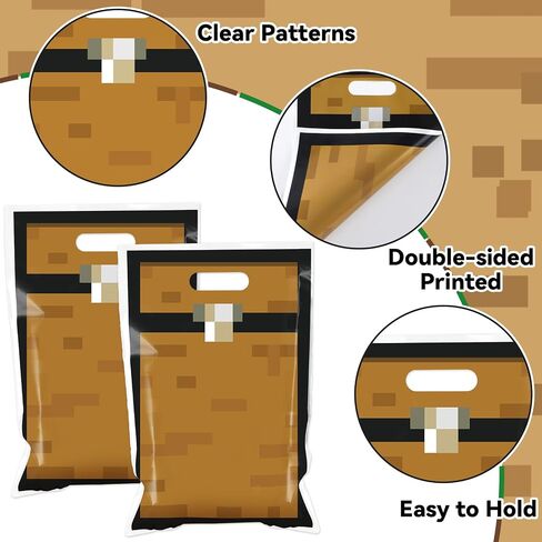 50Pcs Pixel Treasure Chest Favors Bag Pixel Birthday Party Plastic Gift Bags Video Game Party Candy Bag Video Game Theme Goodie Treat Bags for Kids Gamer Birthday Decoration Supplies 9.8 x 6.5Inch in Saudi Arabia