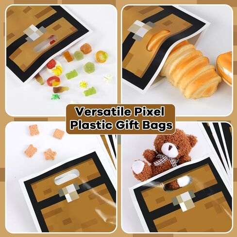 50Pcs Pixel Treasure Chest Favors Bag Pixel Birthday Party Plastic Gift Bags Video Game Party Candy Bag Video Game Theme Goodie Treat Bags for Kids Gamer Birthday Decoration Supplies 9.8 x 6.5Inch in Saudi Arabia