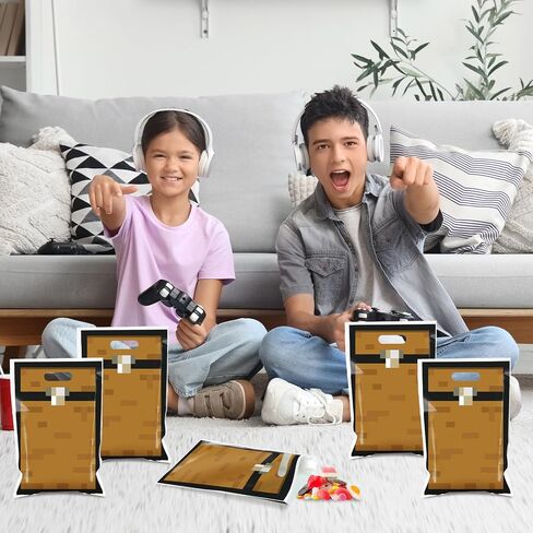 50Pcs Pixel Treasure Chest Favors Bag Pixel Birthday Party Plastic Gift Bags Video Game Party Candy Bag Video Game Theme Goodie Treat Bags for Kids Gamer Birthday Decoration Supplies 9.8 x 6.5Inch in Saudi Arabia