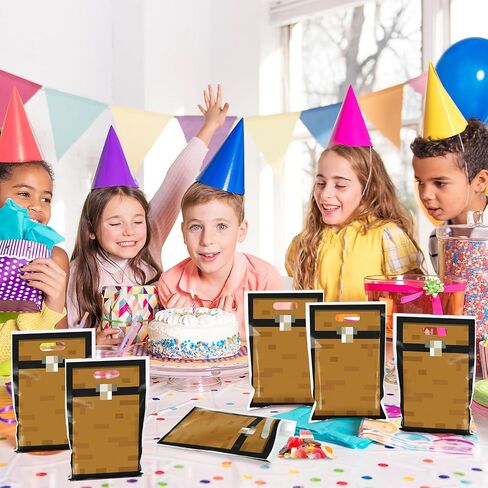 50Pcs Pixel Treasure Chest Favors Bag Pixel Birthday Party Plastic Gift Bags Video Game Party Candy Bag Video Game Theme Goodie Treat Bags for Kids Gamer Birthday Decoration Supplies 9.8 x 6.5Inch in Saudi Arabia