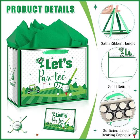 حقيبة هدايا عيد ميلاد Quirkistry Golf للرجال Golf Golf Happy Thirt Birthday Party Gifts with with paper tissue paper card fray bay bay bage for Sports surped party supplies in Saudi Arabia