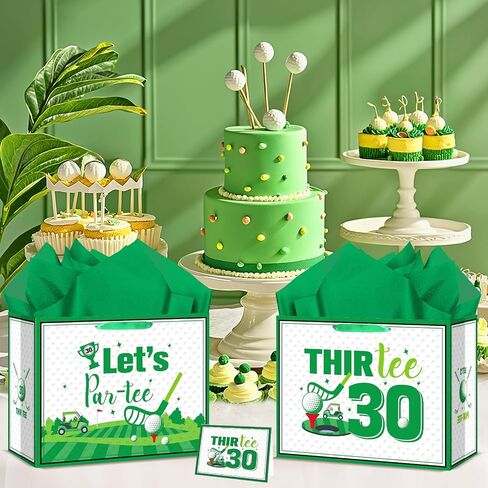 حقيبة هدايا عيد ميلاد Quirkistry Golf للرجال Golf Golf Happy Thirt Birthday Party Gifts with with paper tissue paper card fray bay bay bage for Sports surped party supplies in Saudi Arabia