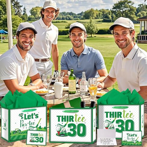 حقيبة هدايا عيد ميلاد Quirkistry Golf للرجال Golf Golf Happy Thirt Birthday Party Gifts with with paper tissue paper card fray bay bay bage for Sports surped party supplies in Saudi Arabia