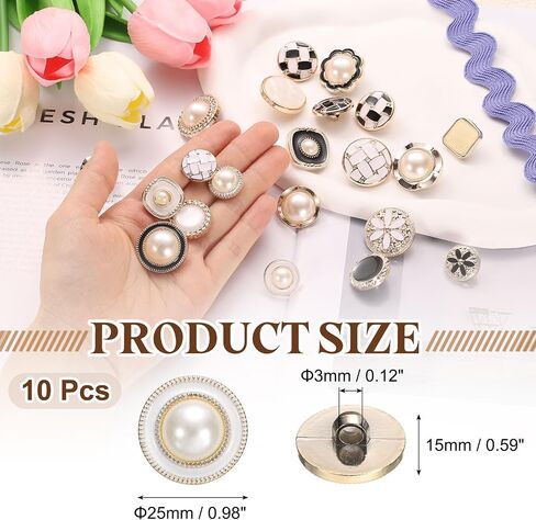 Uxcell 10pcs 18mm راتنج راتنج عتيقة ملابس الخياطة الزر المعدني معطف أزرار لؤلؤة الملحقات الحرفية للملاب in Saudi Arabia