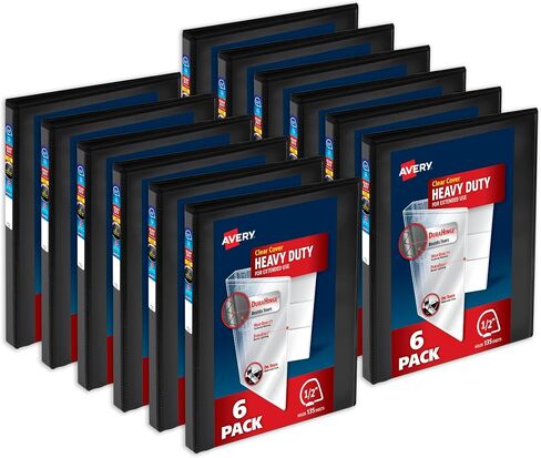 Avery Heavy-Duty View 3 Binders Ring ، حلقات مائلة لمسة 0.5 بوصة ، وسعة 135 ورقة ، ودورة ، وعمود العمود الفقري البالغ 0.7 بوصة ، وغطاء وشفاد وعمود العمود الفقري ، والعمود الأسود (12 عبوة من 79766) in Saudi Arabia