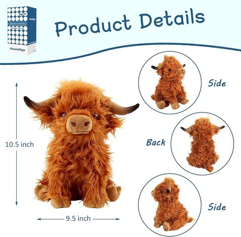 Highland Cow Stuffed Animal, Cute Highland Cow Plush Toy Stuffed Animals Cow Plushies Decor Gifts for Girls Boys Kids (Brown Cow) in Saudi Arabia