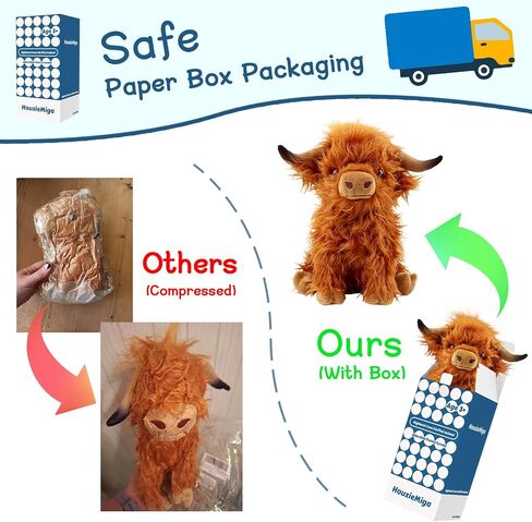 Highland Cow Stuffed Animal, Cute Highland Cow Plush Toy Stuffed Animals Cow Plushies Decor Gifts for Girls Boys Kids (Brown Cow) in Saudi Arabia