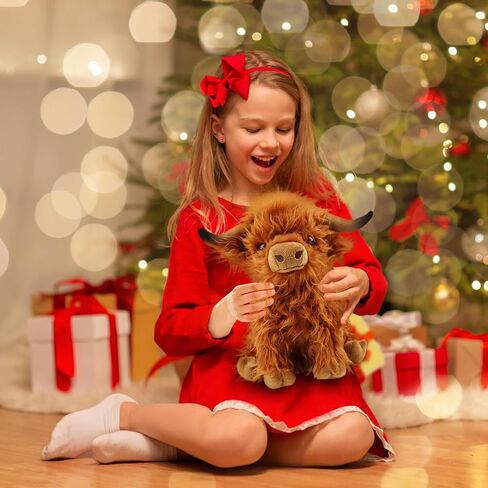 Highland Cow Stuffed Animal, Cute Highland Cow Plush Toy Stuffed Animals Cow Plushies Decor Gifts for Girls Boys Kids (Brown Cow) in Saudi Arabia