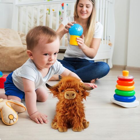 Highland Cow Stuffed Animal, Cute Highland Cow Plush Toy Stuffed Animals Cow Plushies Decor Gifts for Girls Boys Kids (Brown Cow) in Saudi Arabia